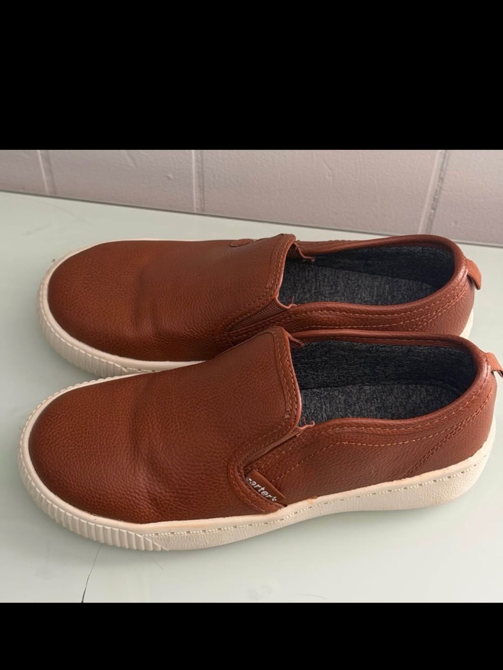 Carter's Brown Leather Slip-On Shoe with Black Insole